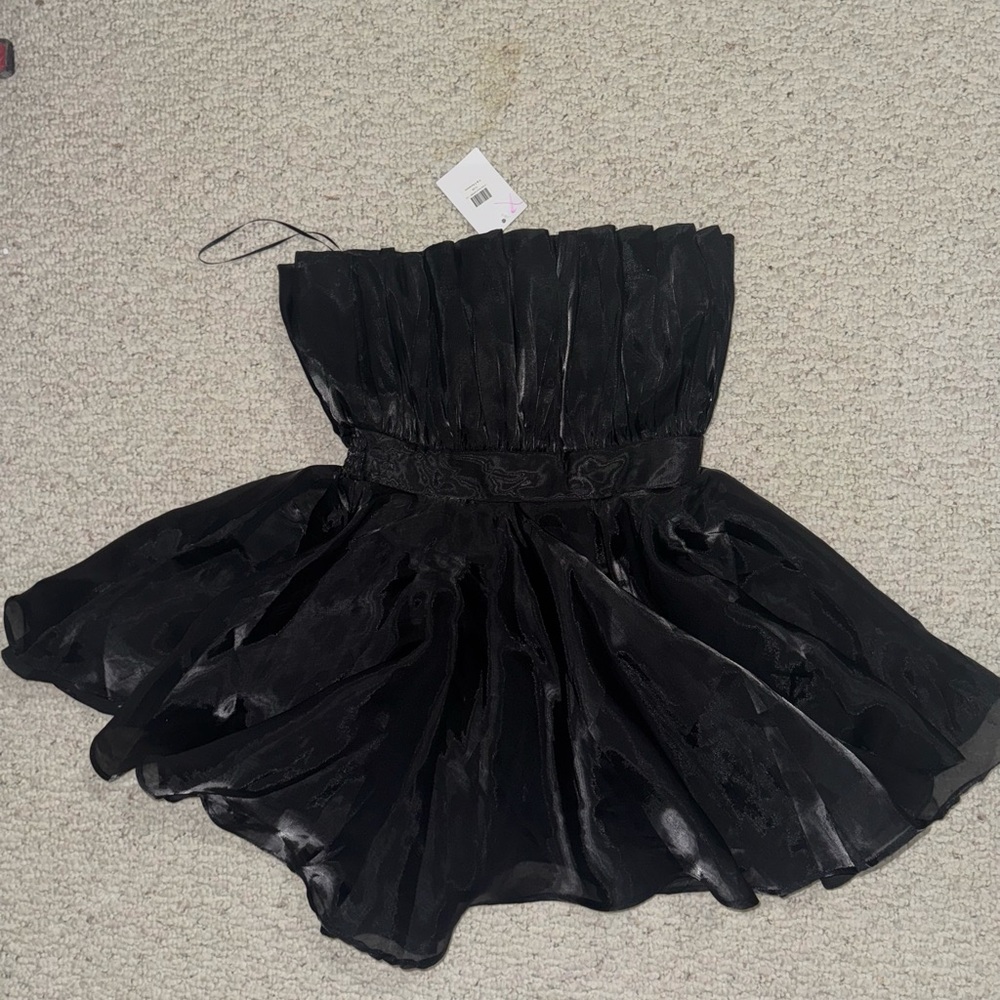 Black Strapless Fit and Flare Cocktail Dress